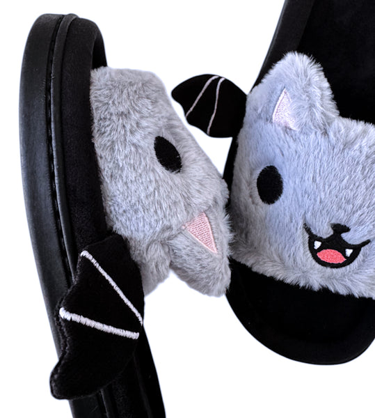 Bat Cat Slippers - Sizes 5-12