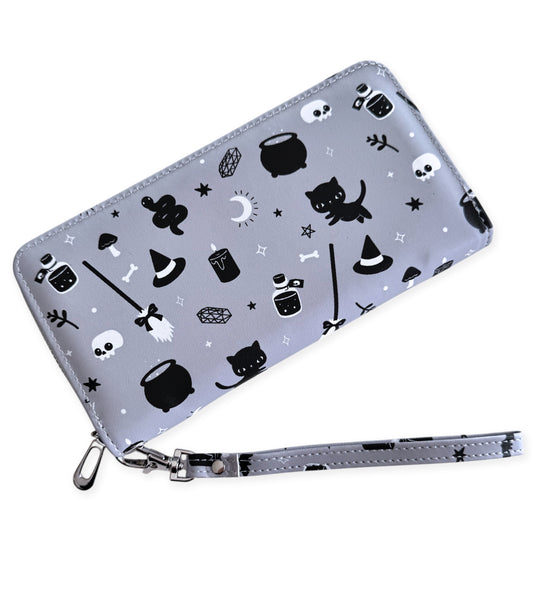 Witchy Things Gray Wristlet Wallet