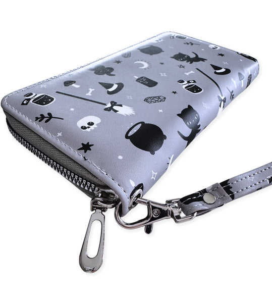 Witchy Things Gray Wristlet Wallet