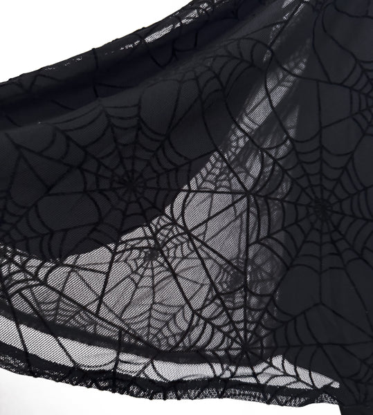 Flocked Spiderweb Mesh Mini Dress - Available in sizes S to 4X