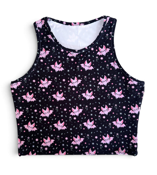 Floral Bat Athletic Crop Tank