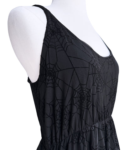 Flocked Spiderweb Mesh Mini Dress - Available in sizes S to 4X
