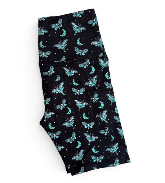 Luna & Death's Head Moth Pocket Athletic Short Leggings - Sizes S to 3X