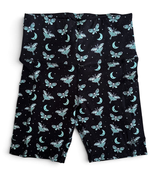 Luna & Death's Head Moth Pocket Athletic Short Leggings - Sizes S to 3X
