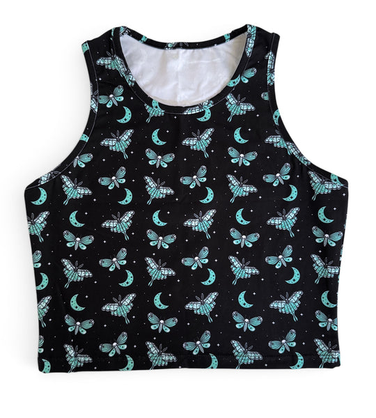 Luna & Death's Head Moth Athletic Crop Tank
