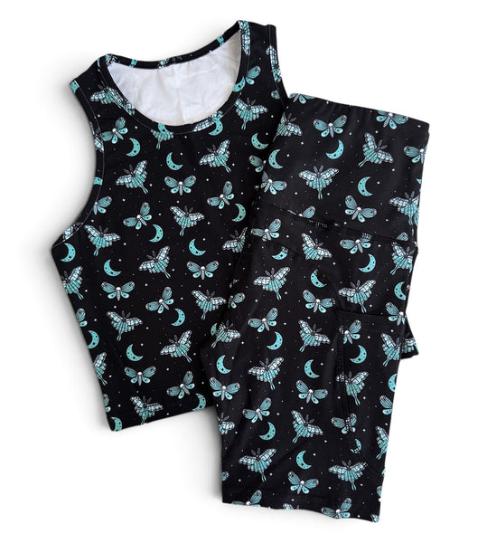 Luna & Death's Head Moth Athletic Crop Tank