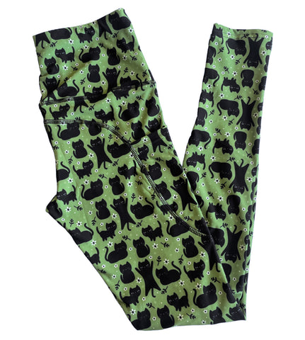 Floral Cat Pocket Athletic Leggings - Sizes S through 3X