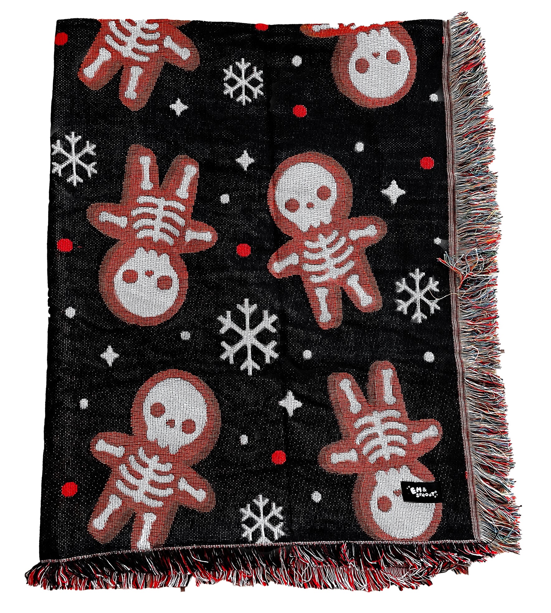 Ginger Dead Skeleton Holiday Woven Blanket