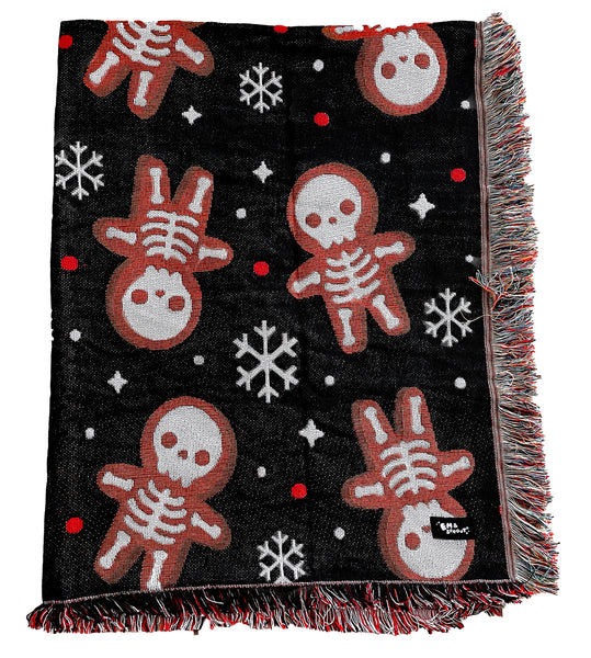 Ginger Dead Skeleton Holiday Woven Blanket