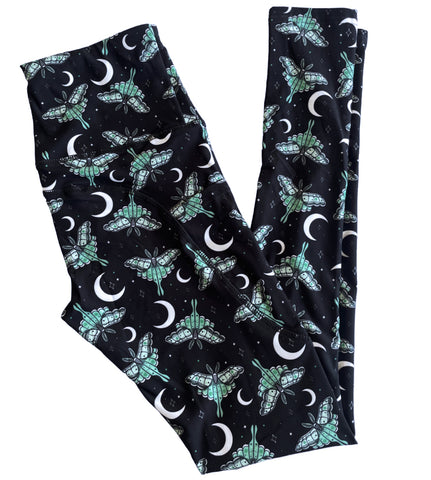 Luna Moth Pocket Athletic Leggings - Sizes S through 3X