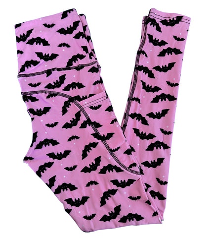 Pink Bats Pocket Athletic Leggings - Sizes S through 3X