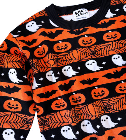 Halloween Striped Pullover Sweater - Ladies Sizes S-3X
