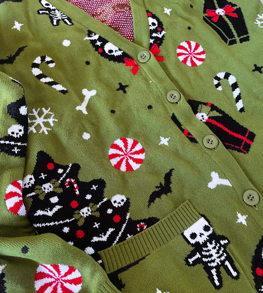 Spooky Christmas Knit Cardigan Sweater - Ladies Sizes S-3X