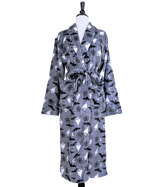 Spooky Night Gray Fluffy Robe - Sizes S to 3X
