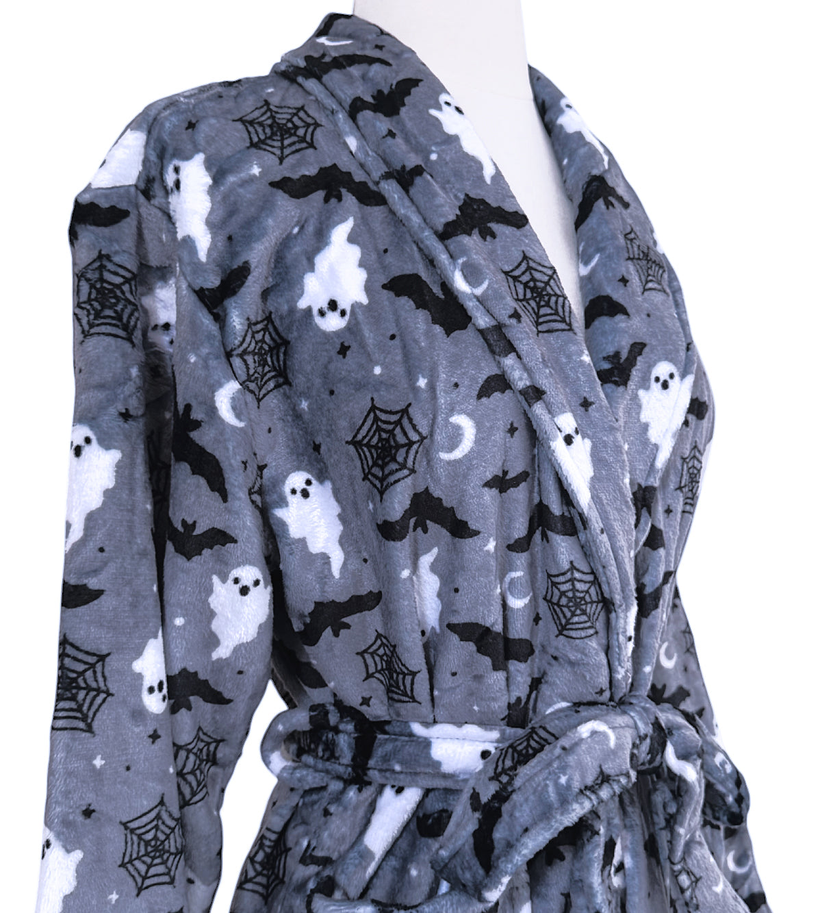 Spooky Night Gray Fluffy Robe - Sizes S to 3X
