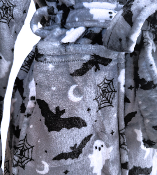 Spooky Night Gray Fluffy Robe - Sizes S to 3X