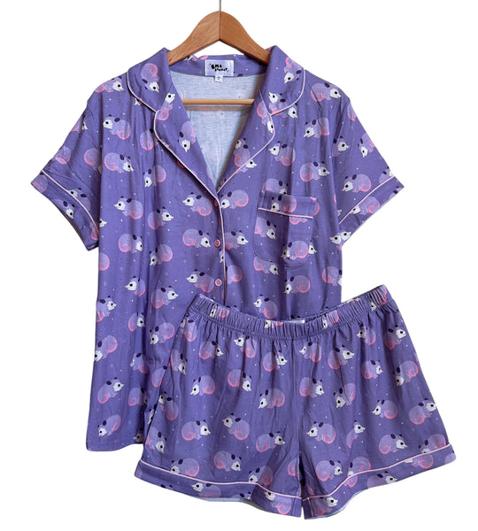 Opossums Button Down Pajamas Shorts and Top Set