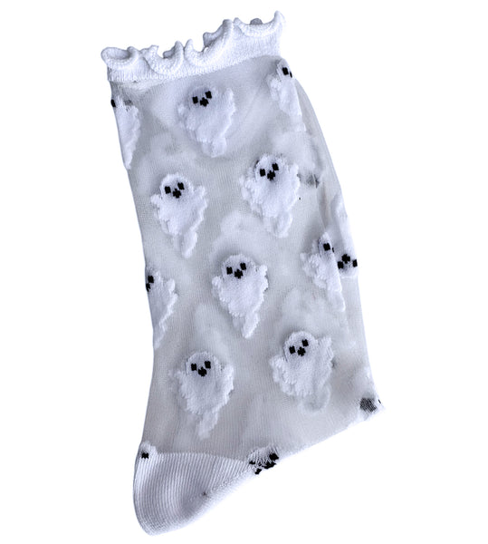 SHEER Ghost Lettuce Edge Socks