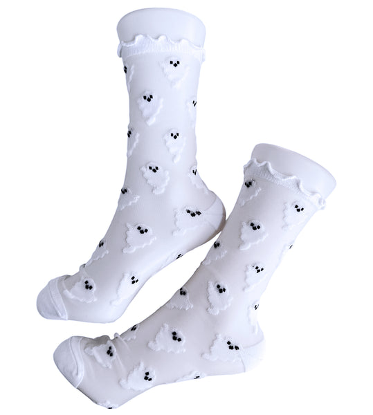SHEER Ghost Lettuce Edge Socks