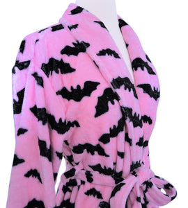 Pink Bats Fluffy Robe - Sizes S to 3X