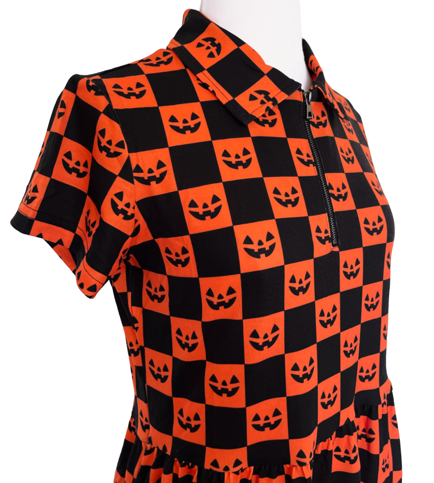 Halloween Checkerboard Zipper Babydoll Dress - Available in sizes S to 4X