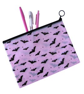 Pink Bats Transparent PVC Oversized Pouch