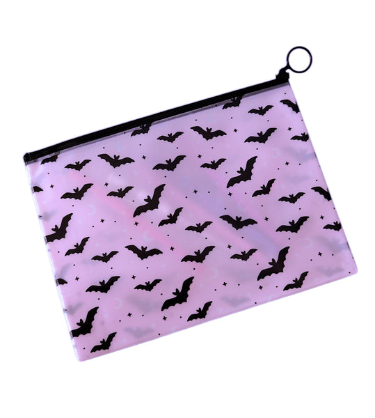 Pink Bats Transparent PVC Oversized Pouch