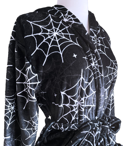 Hooded Spiderweb Fleece Robe - Sizes S to 3X