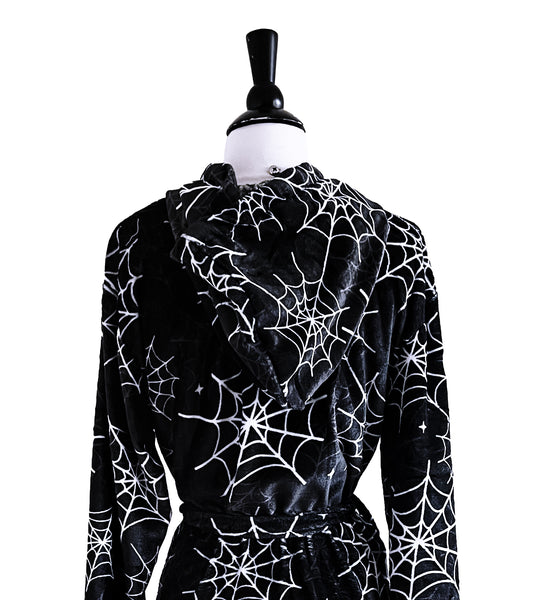 Hooded Spiderweb Fleece Robe - Sizes S to 3X