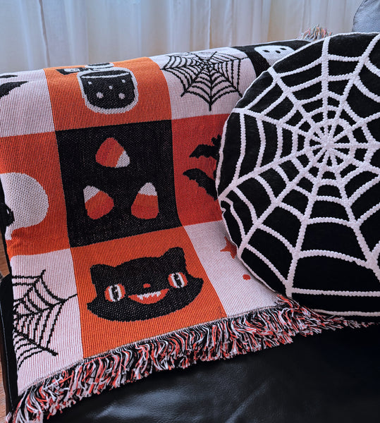 Checkered Halloween Woven Blanket