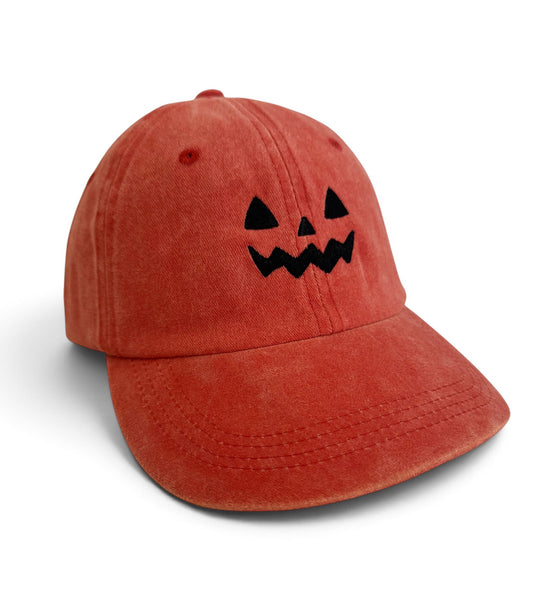 Embroidered Orange Jack-O-Lantern Cap - Adjustable Dad Hat
