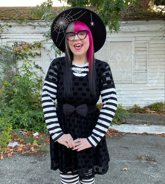 Black Cat Mesh Dress - Available in sizes S to 4X