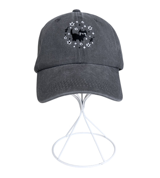 Floral Cat Cap - Adjustable Dad Hat