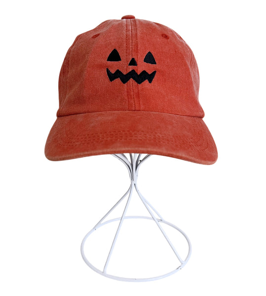 Embroidered Orange Jack-O-Lantern Cap - Adjustable Dad Hat