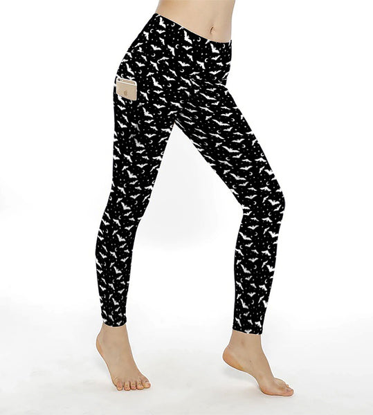 Black Bats Pocket Athletic Leggings - Sizes S through 3X