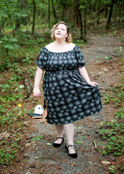 Spiderweb Smocked Midi Dress - Available in sizes S to 4X