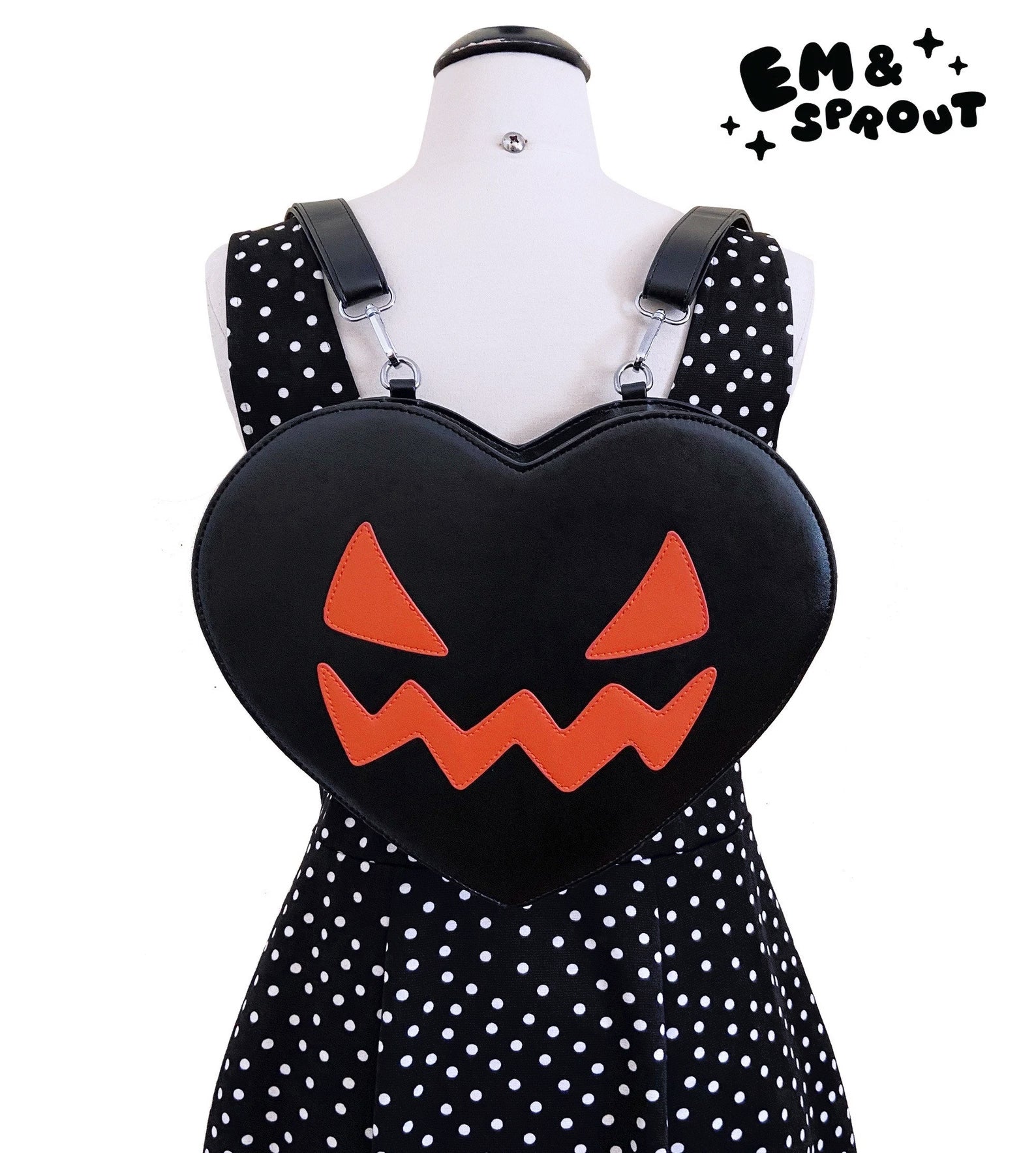 Jack-O-Lantern Heart Convertible Crossbody Bag and Backpack – Em
