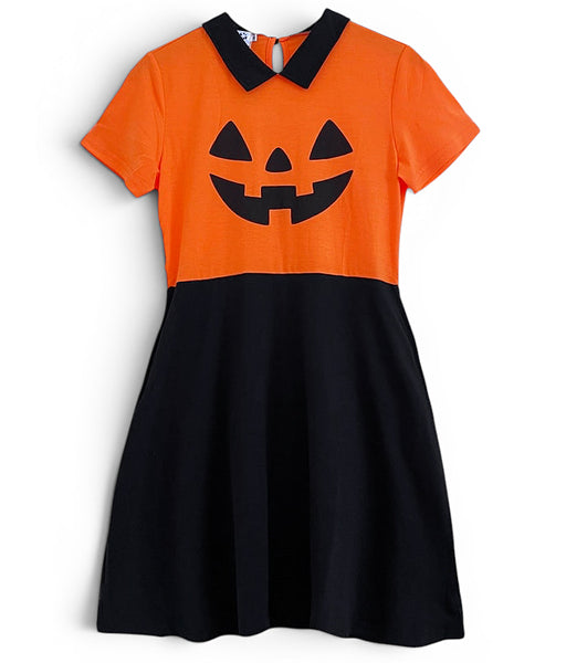 Halloween Jack O Lantern Collared A-line Dress - Sizes S through 3X