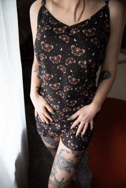 Death's Head Moth Pajamas Shorts and Tank Top Set