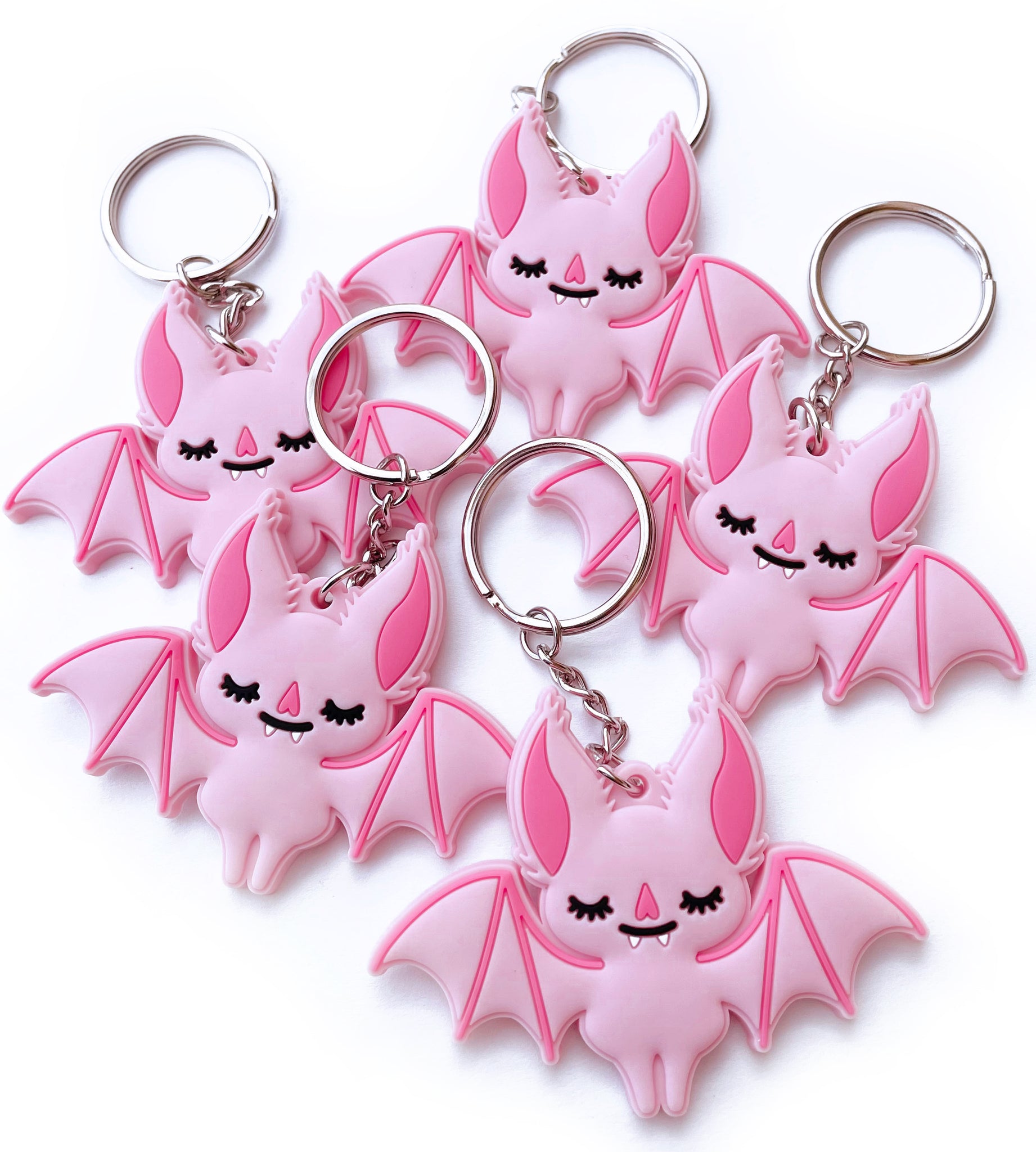 Pink Bat PVC Keychain