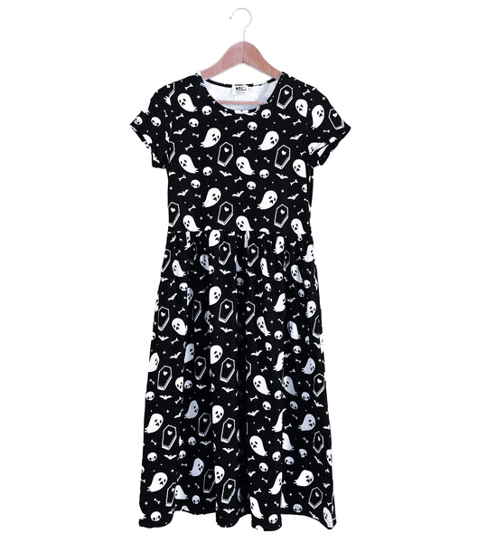Ghosts & Coffins Midi Dress - Available in sizes S to 4X