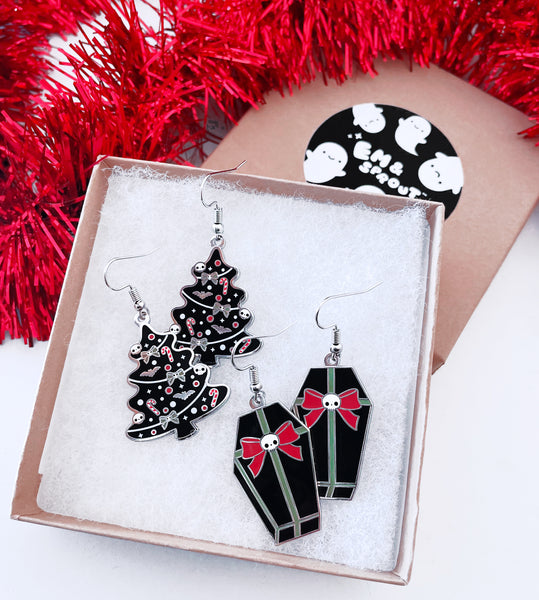 Spooky Christmas Enamel Earrings - Your Choice