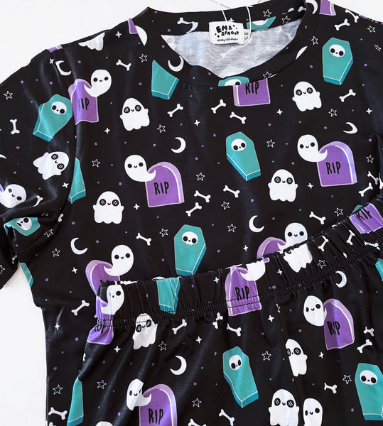 Graveyard Ghosts Pajamas Set - Shorts and Shirt