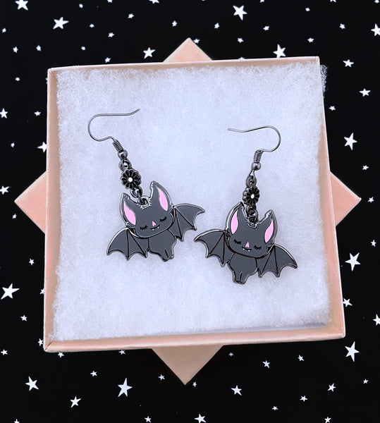 Floral Bat Earrings