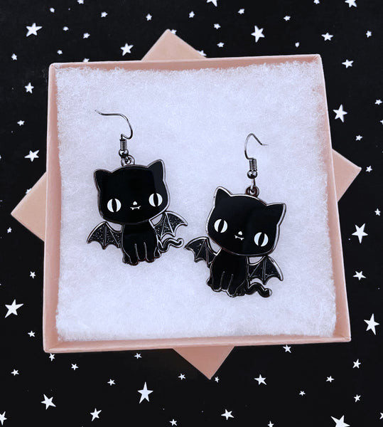 Bat Cat Earrings