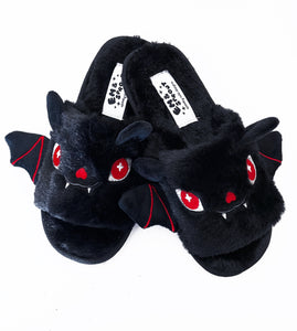 Black Bat Slippers - Sizes 6 to 12