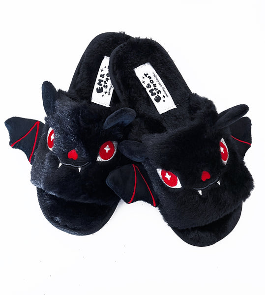 Black Bat Slippers - Sizes 6 to 12