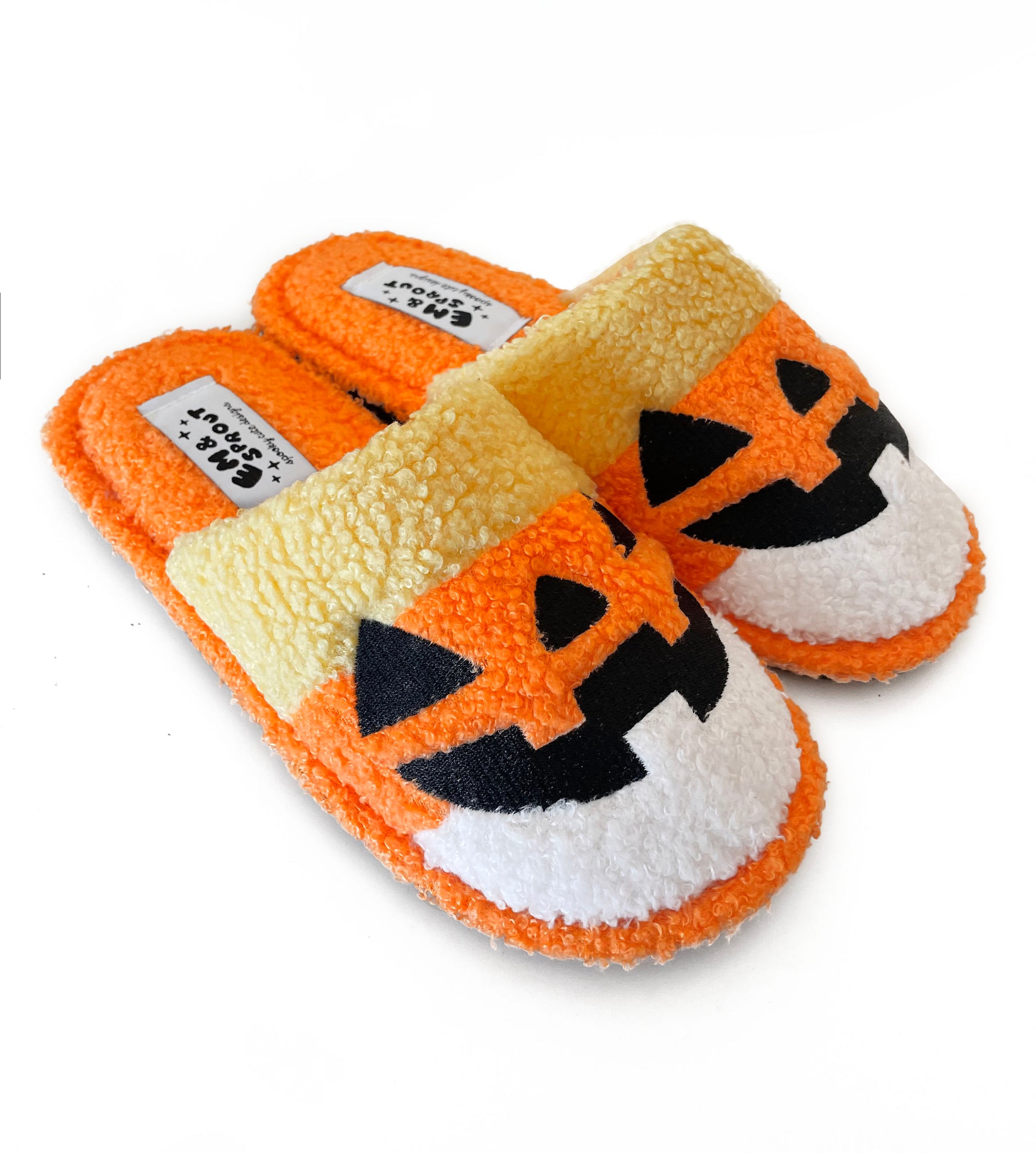Candy Corn Jack O Lantern Slippers Sizes 6 to 12 Em & Sprout