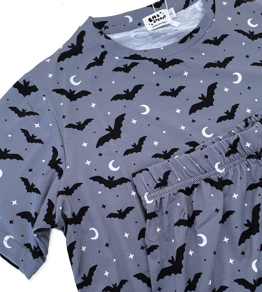 Grey Bat Pajamas Shorts and Top Set