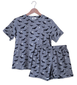 Grey Bat Pajamas Shorts and Top Set